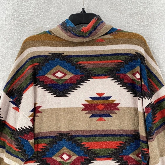 Lovelyn First Love Aztec Sweater Dress Women MED Cowl Neck Dolman Balloon Sleeve - Picture 9 of 15